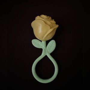 Vintage Plakie Toys Yellow Rose Baby Rattle